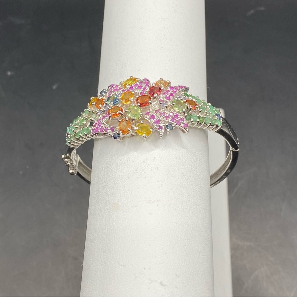 Genuine Multi-Gemstone Bangle Bracelet - image 3